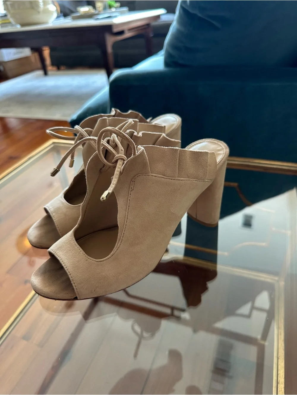 Antonio Milani Women’s Suede Lace-Up Heels in Beige